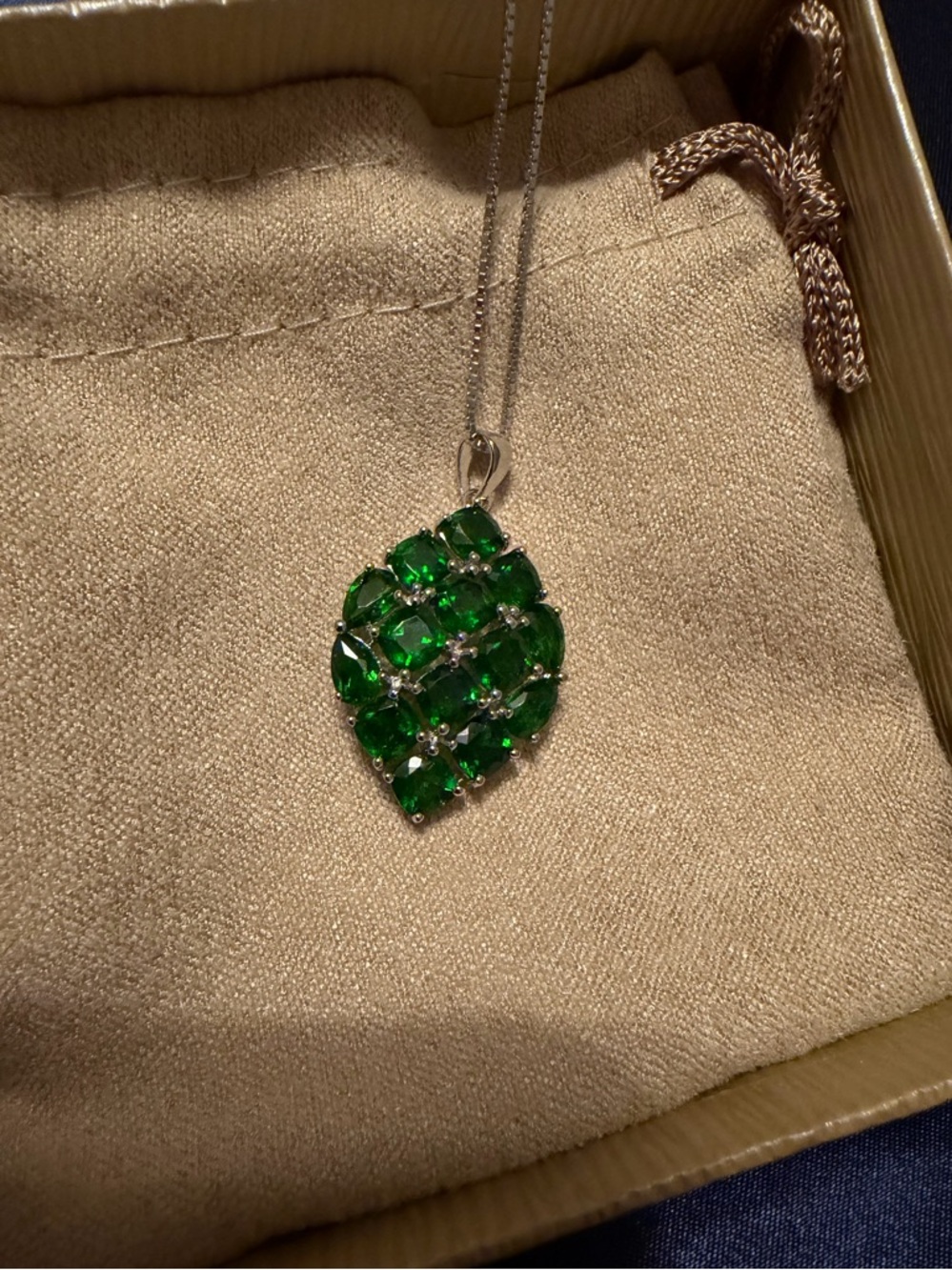 Russian Chrome Diopside Pendant Necklace - Perfect for August Birthdays